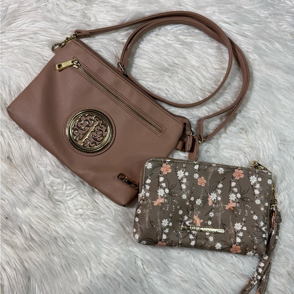 Brown and Floral Women's Crossbody Bag Set